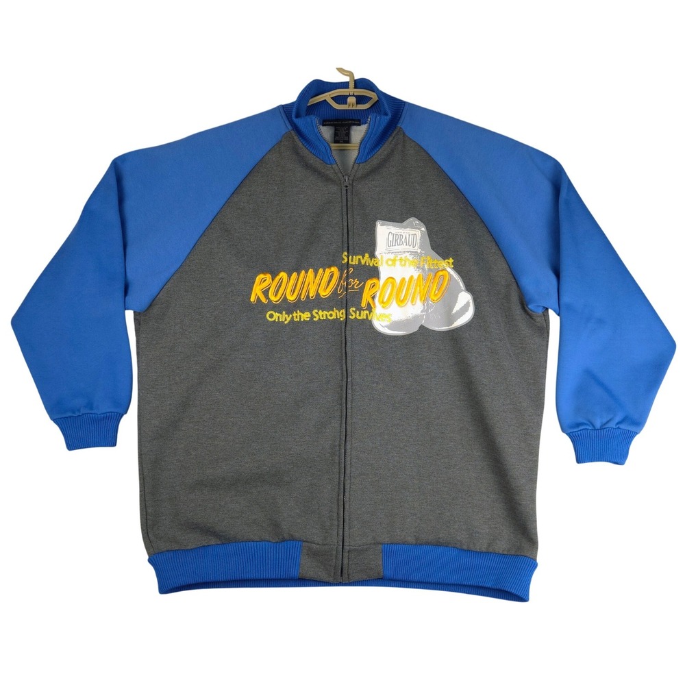 Girbaud Mens 3XL Round For Round Boxing Track Jacket Grey Blue Full Zip